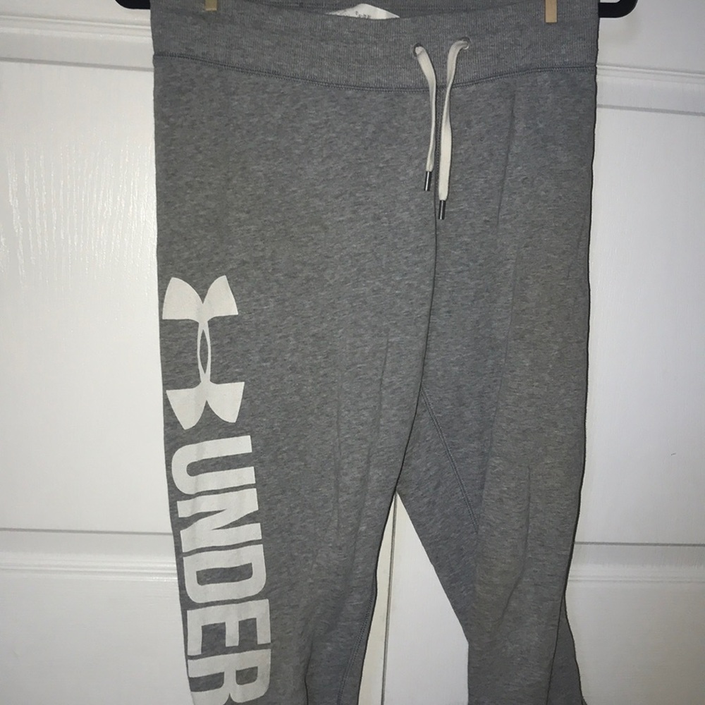 light grey under armor sweatpants